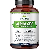 Zazzee Extra Strength Alpha GPC Choline, 700 mg per Serving, 75 Vegan Capsules, 100% Pure Pharmaceutical Grade, 100% Vegetarian, Standardized for Potency and Purity, All-Natural and Non-GMO