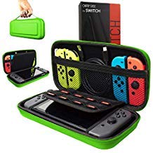 Orzly Carry Case Compatible With Nintendo Switch - GREEN Protective Hard Portable Travel Carry Case Shell Pouch for Nintendo Switch Console & Accessories