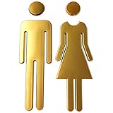 RJWKAZ Premium Funny Bathrooms Signs Acrylic Adhesive Backed Unisex Bathroom Sign 7.8"(Golden Matte)