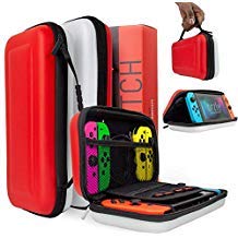 Book Cover Orzly Carry Case for Nintendo Switch, RED & WHITE Hard Shell Protective Carrying Case Portable Travel Pouch Compatible With Nintendo Switch Games Console & Accessories