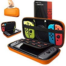 Orzly Carry Case Compatible With Nintendo Switch - ORANGE Protective Hard Portable Travel Carry Case Shell Pouch for Nintendo Switch Console & Accessories