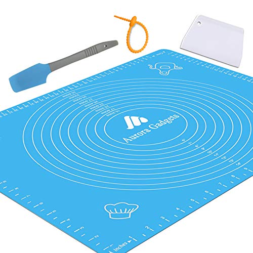 Silicone Baking Mat with Measurements – Heat Resistant, BPA Free, Non-Stick Pastry Mat for Rolling Dough – Easy to Clean Silicone Mat - Does Not Discolor-Blue