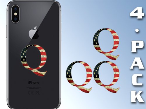 Book Cover 4-Pack Small 1.5 Inch Q Shaped Vintage American Flag Stickers (Cell Laptop qanon Trump)