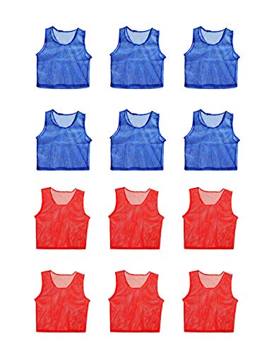 Book Cover Figure Out Sports Scrimmage Team Practice Nylon Mesh Vests Pinnies Jerseys Youth Children Soccer, Volleyball, Basketball, Football (12 Jerseys)