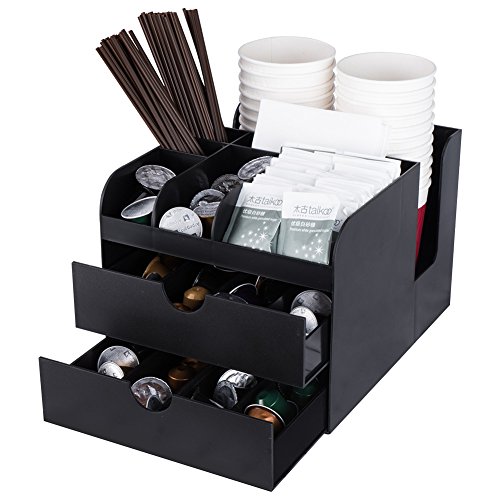 Book Cover Vencer Coffee Condiment and Accessories Caddy Organizer, Black
