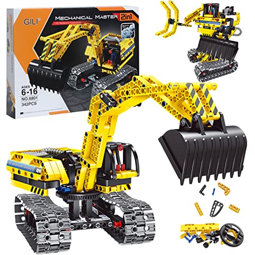 Book Cover Gili Excavator Building Sets for 7, 8, 9, 10 Year Old Boys & Girls, Construction Engineering Robot Toys for Kids Age 6-12, Educational STEM Birthday Gifts for Kids(342pcs)