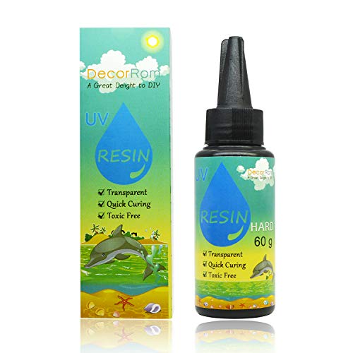 UV Resin - Hard Type Glue Transparent Ultraviolet Curing Resin for DIY Jewelry Craft Decoration Making - Crystal Clear Solar Cure Sunlight Activated Resin for Resin Mold, Casting and Coating - 60g