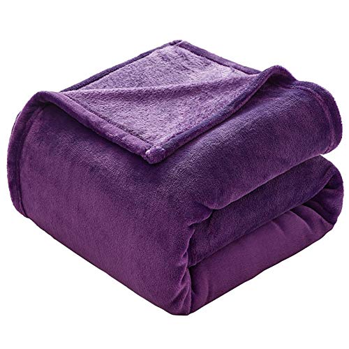 VEEYOO Flannel Fleece Blanket King Size - Purple Throw Blankets for Bed Super Soft Plush Couch Blankets and Throws Fuzzy Lightweight Microfiber Blanket for Adults, Teens (108x90 Inch Bed Throws)