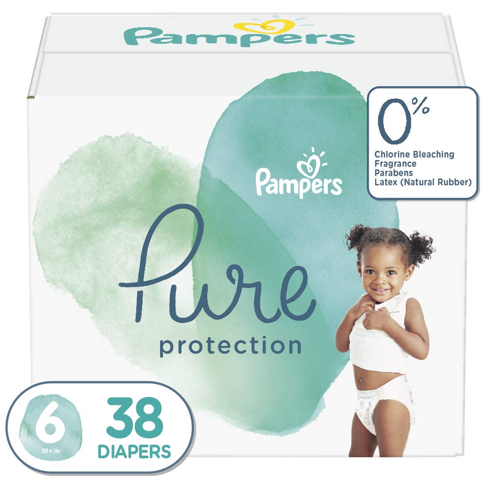 Diapers Size 6, 38 Count - Pampers Pure Protection Disposable Baby Diapers, Hypoallergenic and Unscented Protection, Super Pack (Old Version)