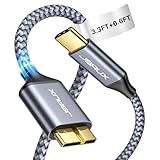 JSAUX 10Gbps Micro B to USB C Hard Drive Long Cables [3.3FT+6.6FT], USB C to Micro B External Hard Drive Cable Durable Nylon Braided Compatible for Seagate WD etc, MacBook Pro/Air, Galaxy S24, iPad