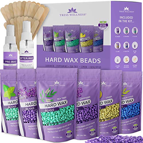 Tress Wellness Hard Wax Beans Wax Beads 21oz - Painless Coarse Hair Removal - For Bikini Brazilian Underarms Back and Chest