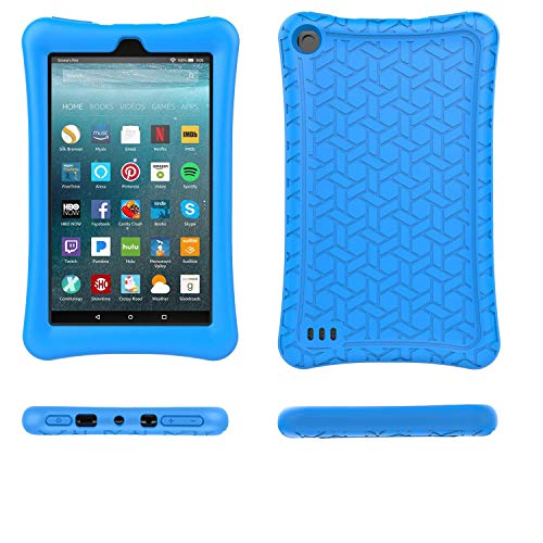 Book Cover TIRIN Fire 7 2019/2017 Case - Light Weight Shock Proof,Anti-Slip Soft Silicone Back Cover Case for All-New Amazon Fire 7 Tablet(9th/ 7th Generation, 2019/2017 Release), Blue