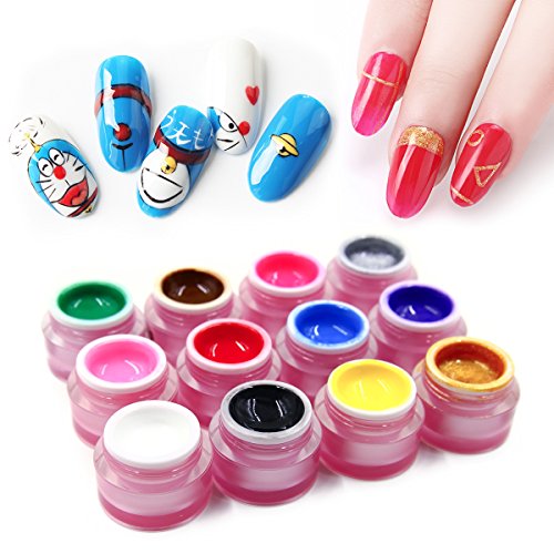 SAVILAND 12 Colors Gel Art Paint for Nails builder gel Soak Off UV LED builder Gel Varnish Manicure Nail Art Decoration Kit 8g