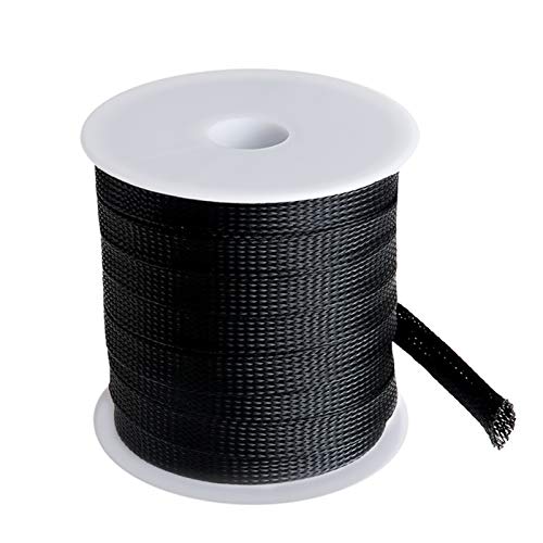 100 Feet -1/2 inch Flexible Expandable Braided Cable Sleeve, Wire Loom Sleeving and Organizer, Protector for TV, Audio, PC Cords from Pets Chewing by MILAPEAK, Black
