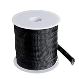 100 Feet -1/2 inch Flexible Expandable Braided Cable Sleeve, Wire Loom Sleeving and Organizer, Protector for TV, Audio, PC Cords from Pets Chewing by MILAPEAK, Black
