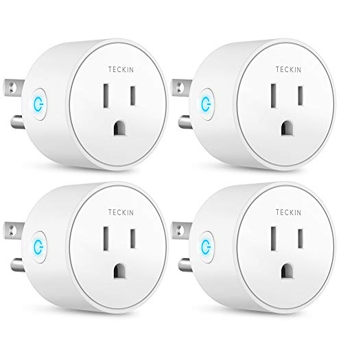Smart Plug Works with Alexa Google Assistant IFTTT for Voice Control, Teckin Mini Smart Outlet Wifi plug with Timer Function, No Hub Required, White FCC ETL Certified
