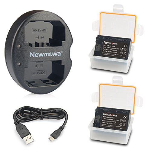 Newmowa NP-FZ100 Replacement Battery (2-Pack) and Dual USB Charger for NP-FZ100,BC-QZ1 and a1, a6600,9,A9,9R,A9R,9S,A7RIII,A7R3,a7 III Digital Camera