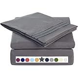 TEKAMON Premium 4 Piece Bed Sheet Set 1800 Bedding 100% Microfiber Polyester - Super Soft, Warm, Breathable, Cooling, Wrinkle Free - 10-16'' Extra Deep Pockets - Queen, Dark Grey