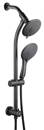 Duttao DT5611 Drill-Free slide bar combo with 5-Function showerhead and 5-Function hand held shower, Oil rubbed bronze