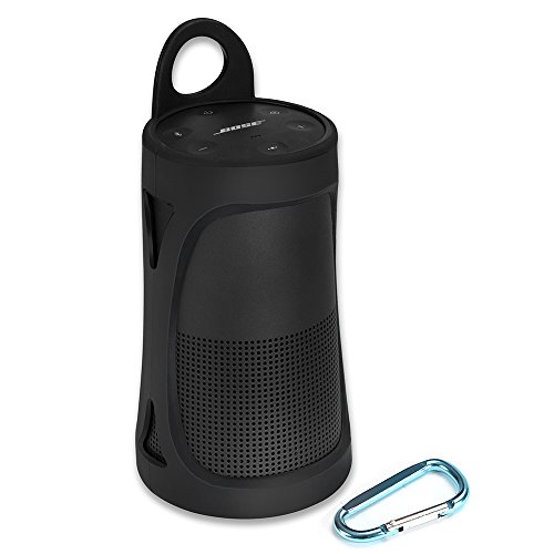 Book Cover Pushingbest Silicone Case for Bose SoundLink Revolve with Extra Carabiner Offered for Easy Carrying