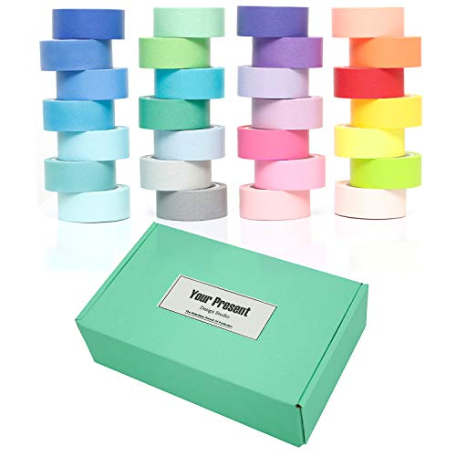 YUKUNTANG Washi Masking Tape Set, Decorative Writable Washi Craft Tape Set 28 Rolls for DIY Crafts Book Designs