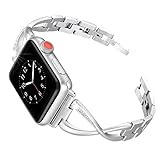 Secbolt Bands Compatible with Apple Watch Band 38mm 40mm 41mm 42mm(Series 10) Iwatch SE Series 10/9/8/7/6/5/4/3/2/1 Women Dressy Jewelry Stainless Steel Accessories Wristband Strap, Silver