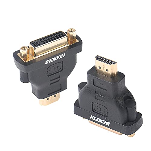 Book Cover HDMI to DVI Adapter, BENFEI HDMI to DVI-D DVI Bidirectional Converter Male to Female with Gold-Plated Cord 2 Pack