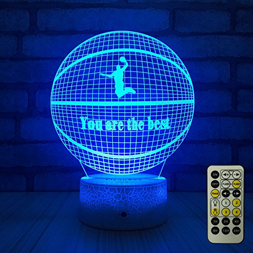 Book Cover FlyonSea Basketball Beside 7 Colors Change + Remote Control with Timer Night Light Optical Illusion Lamp As a Gift Ideas for Boys or Kids