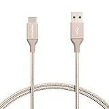 Amazon Basics 3 foot Nylon USB-C to USB-A 2.0 Fast Charging Cable, Gold