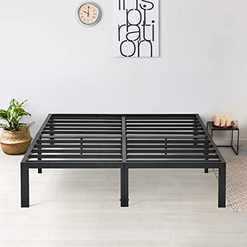 PrimaSleep PR14BX06K 14 Inch Dura Supprot Platform Steel Bed Frame/Holding Mattress Structure/Easy Assembly/Enough under Storage, King, Black