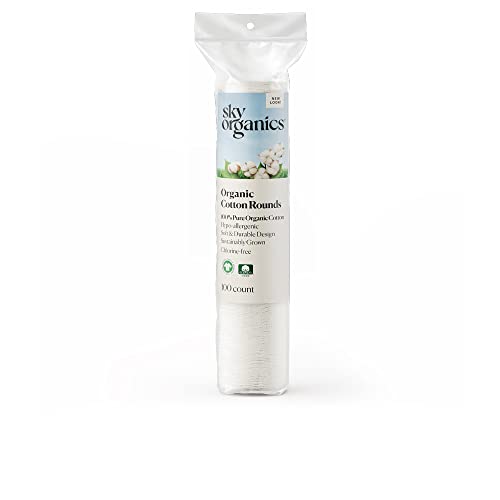 Sky Organics Organic Cotton Rounds for Sensitive Skin, 100% Pure GOTS Certified Organic for Beauty & Personal Care