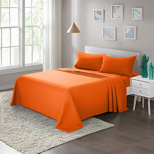 Book Cover ARTALL Bed Sheet Set 3-Piece with Deep Pocket Brushed Microfiber 1800 Bedding - Twin, Orange