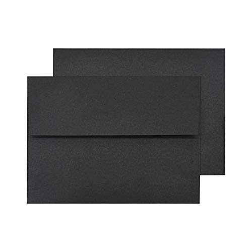 A7 Black Invitation 5x7 Envelopes - Self Seal, Square Flap,Perfect for 5x7 Cards, Weddings, Birthday, invitations, Graduation, Baby Shower, 5.25 x 7.25 Inches, 100 Pack, (Black)