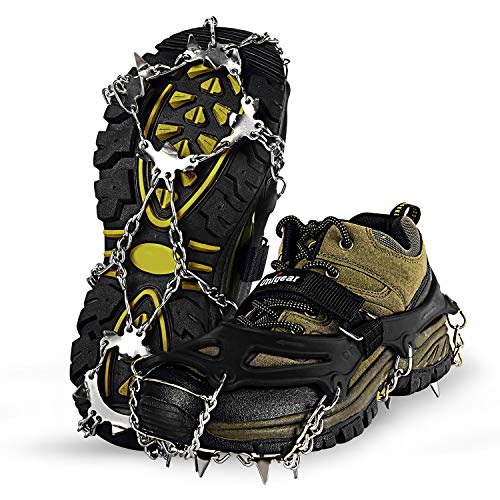 Unigear Crampons for Hiking Boots,Traction Ice Cleats Snow Grips with 18 Spikes for Walking, Jogging, Climbing and Hiking