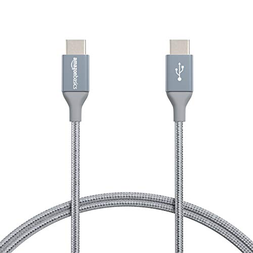 Amazon Basics Double Braided Nylon USB Type-C to Type-C 2.0 Cable | 0.9 m, Dark Grey