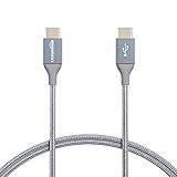 Amazon Basics Double Braided Nylon USB-C to USB-C 2.0 Fast Charging Cable, 3A, Laptop, 3 Feet, Dark Grey