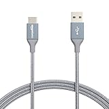 Amazon Basics Nylon Braided USB-C to USB-A 2.0 Fast Charging Cable, 480Mbps Speed, USB-IF Certified, for Apple iPhone 16/15, iPad, Samsung Galaxy, Tablets, Laptops, 6 foot, Dark Grey