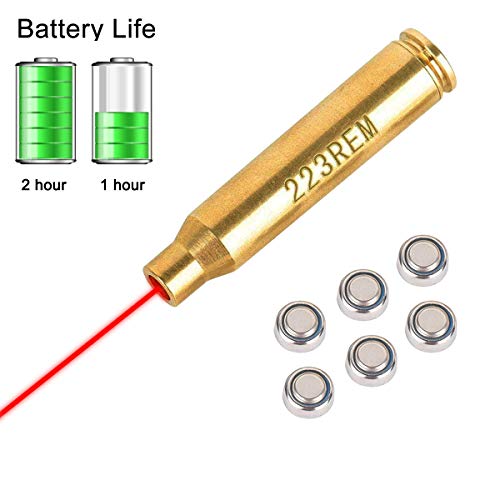 Laser Bore Sight Cal Red Dot Boresighter 223 5.56mm Laser Sight Rem Gauge with 6 Batteries