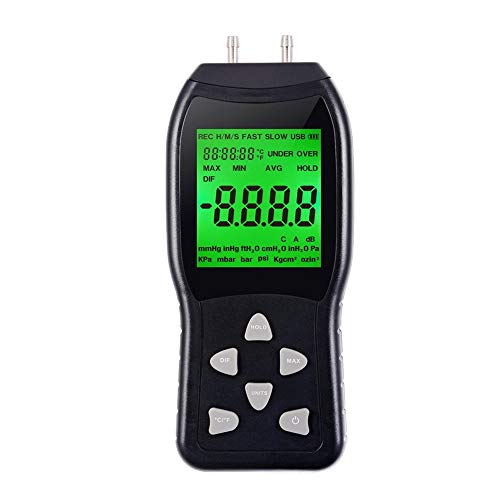 Manometer , Professional Air Pressure Meter , Two Differential Pressure Gauge HVAC Gas Pressure Tester Measuring Range: Â±20.68 kPa / Â±2.999 psi ( Batteries included )