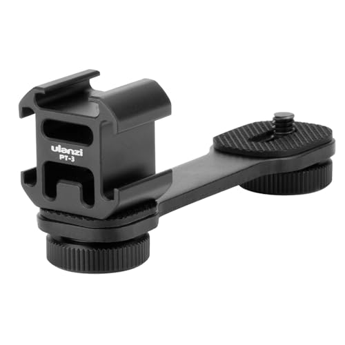 Ulanzi PT-3 Triple Cold Shoe Mounts Plate Microphone Led Video Light Extension Bracket Microphone Stand Rig Bracket Compatible for DJI OSMO Mobile 2 Zhiyun Smooth 4/Feiyu Vimble 2 Gimbal Stabilizer