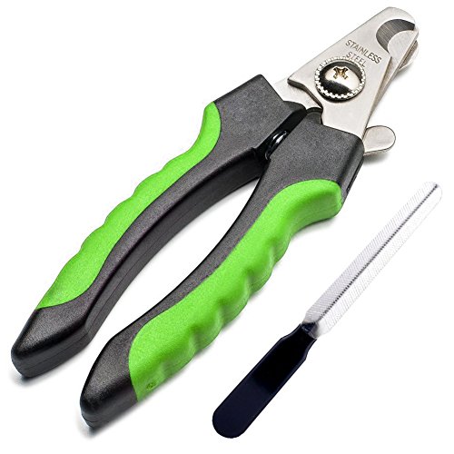 Dog Nail Clippers and Trimmer （Large-Size）- with Safety Guard to Avoid Over-Cutting Nails & Free Nail File - Razor Sharp Blades - Sturdy Non Slip Handles - for Safe, Professional at Home Grooming (1)