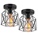 Licperron Hallway Light Fixtures Ceiling Mount, E26 E27 Retro Black Industrial Semi Flush Mount Ceiling Light for Porch Hallway Kitchen Farmhouse Lighting, 2 Pack, RV Light Fixtures, UL Approval