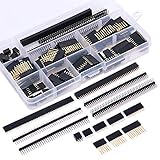 Glarks 112Pcs 2.54mm Male and Female Pin Connector Assortment Kit, 100pcs Stackable Shield and 12pcs Breakaway PCB Board Pin Header for Arduino Prototype Shield