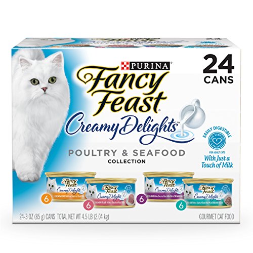 Book Cover Purina Fancy Feast Wet Cat Food Variety Pack, Creamy Delights Poultry & Seafood Collection - (24) 3 oz. Cans