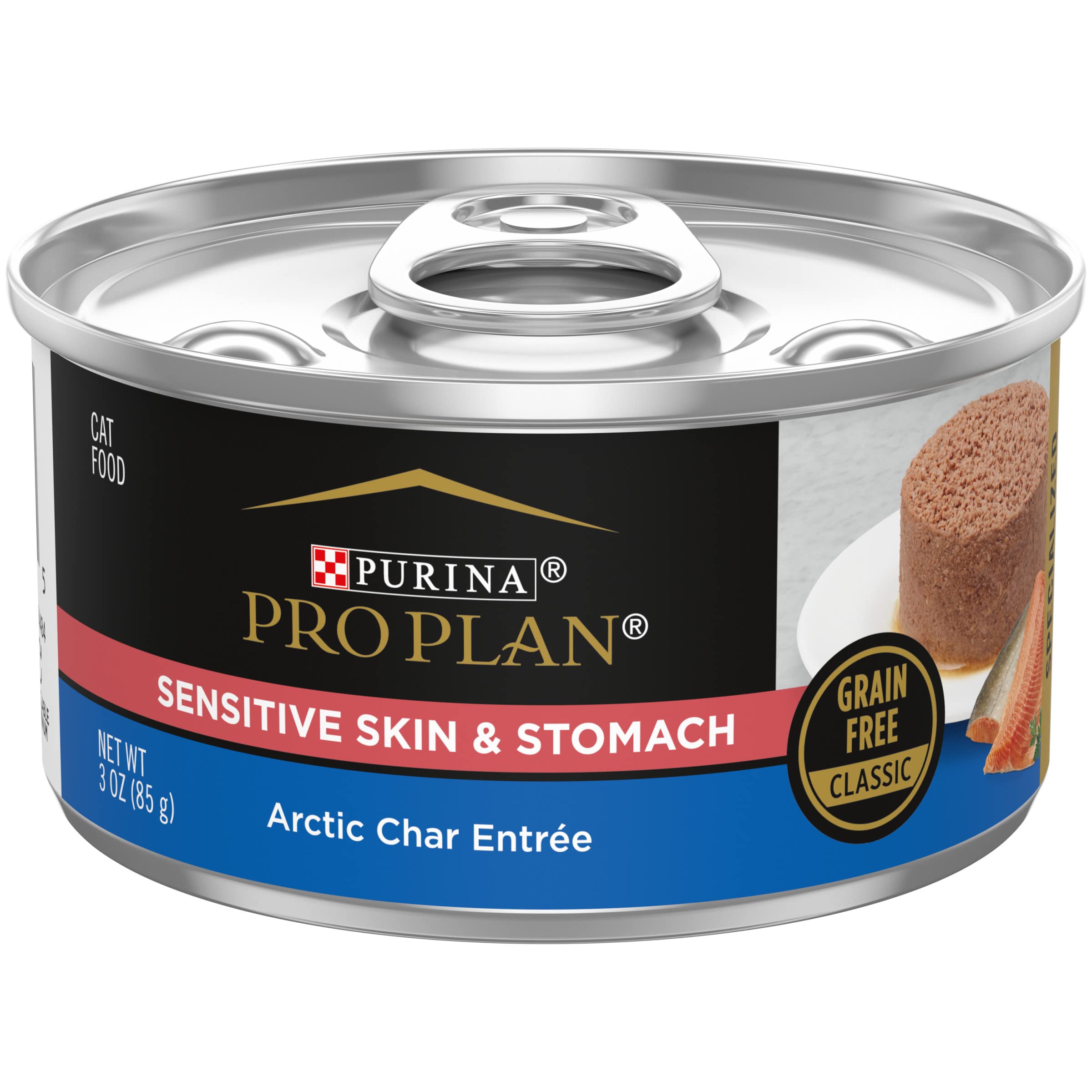 Purina Pro Plan Sensitive Stomach Wet Cat Food, FOCUS Sensitive Skin & Stomach Arctic Char Entree - (24) 3 oz. Pull-Top Cans