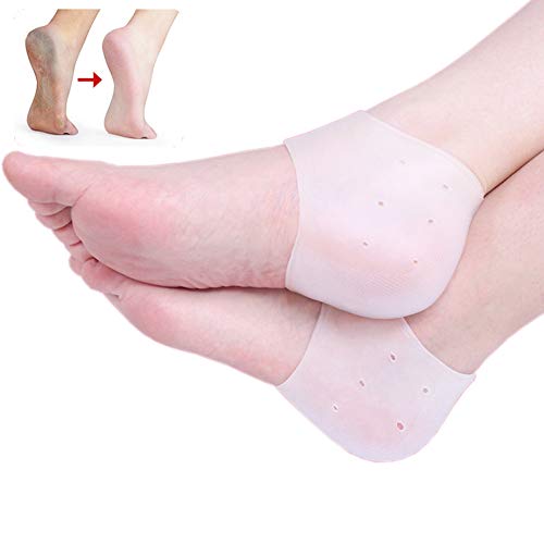 Plantar Fasciitis Silicone Moisturizing Gel Heel Socks，Compression Foot Care Protector for Dry Hard Cracked Skin Care，Ankle Inferior Heel Pain Relief Women and Men (Pack 4PCS, Transparent)