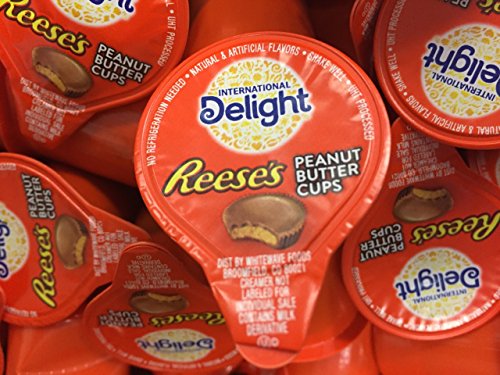 International Delights Reese's Peanut Butter Cup Liquid Coffee Creamer Singles, 50 Count, PEANUT BUTTER AND CHOCOLATE IN YOUR COFFEE!