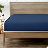 Bare Home Fitted Bottom Sheet California King - Premium 1800 Microfiber - Ultra-Soft Wrinkle Free - Deep Pocket - Cal King Fitted Sheet (California King, Dark Blue)