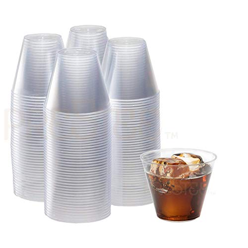 Book Cover 200 Clear Plastic Cups - 9 Ounce | Hard Disposable Cups | Plastic Wine Cups | Plastic Cocktail Glasses | Plastic Drinking Cups | Plastic Party Punch Cups | Bulk Party Cups | Wedding Tumblers