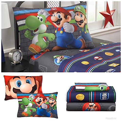 Book Cover Super Mario Brothers Kids Twin Bedding Sheet Set